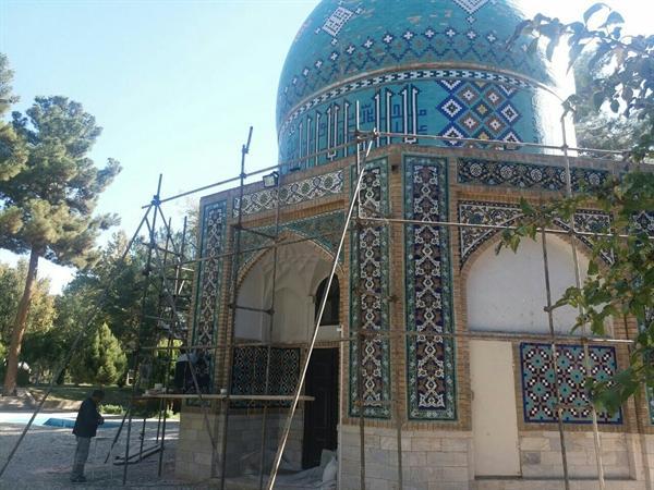 پایان مرحله اول مرمت کاشی های بقعه عطار نیشابوری انتها مرحله اول مرمت کاشی های بقعه عطار نیشابوری