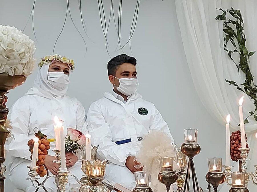 عکس ، پوشش متفاوت زوج اهوازی به جای لباس عروسی
