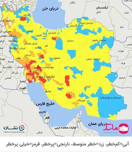 قرمز شدن 5 شهرستان و نارنجی شدن 8 شهرستان جدید از فردا